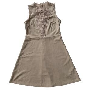 Altar'd State Faux Suede Embroidered Lace‎ Panel A Line Sleeveless Mini Dress S